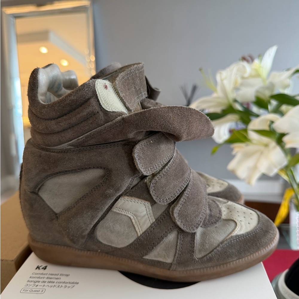 Isabel Marant Gray Suede Wedge Sneakers